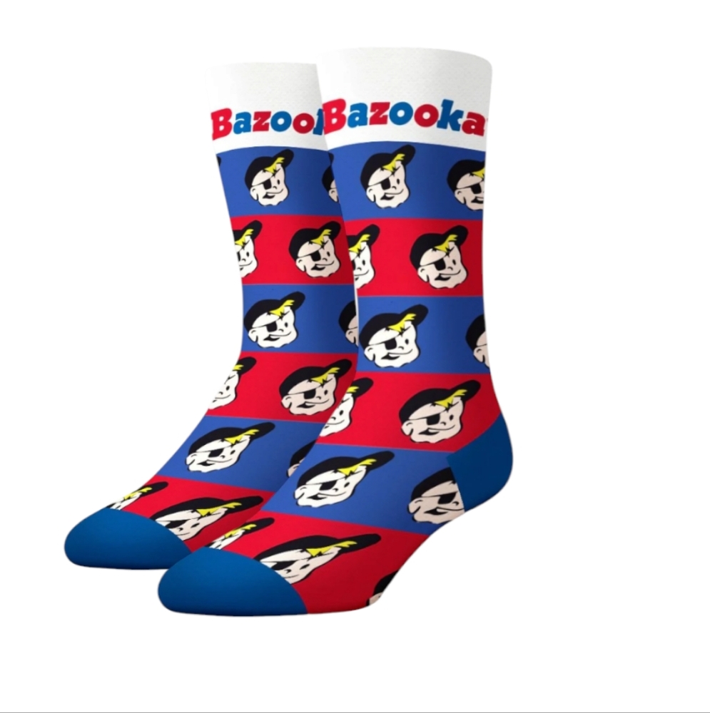 3/$25 Bazooka Gum Logos Crew adult Socks ,funny crazy Novelty Socks